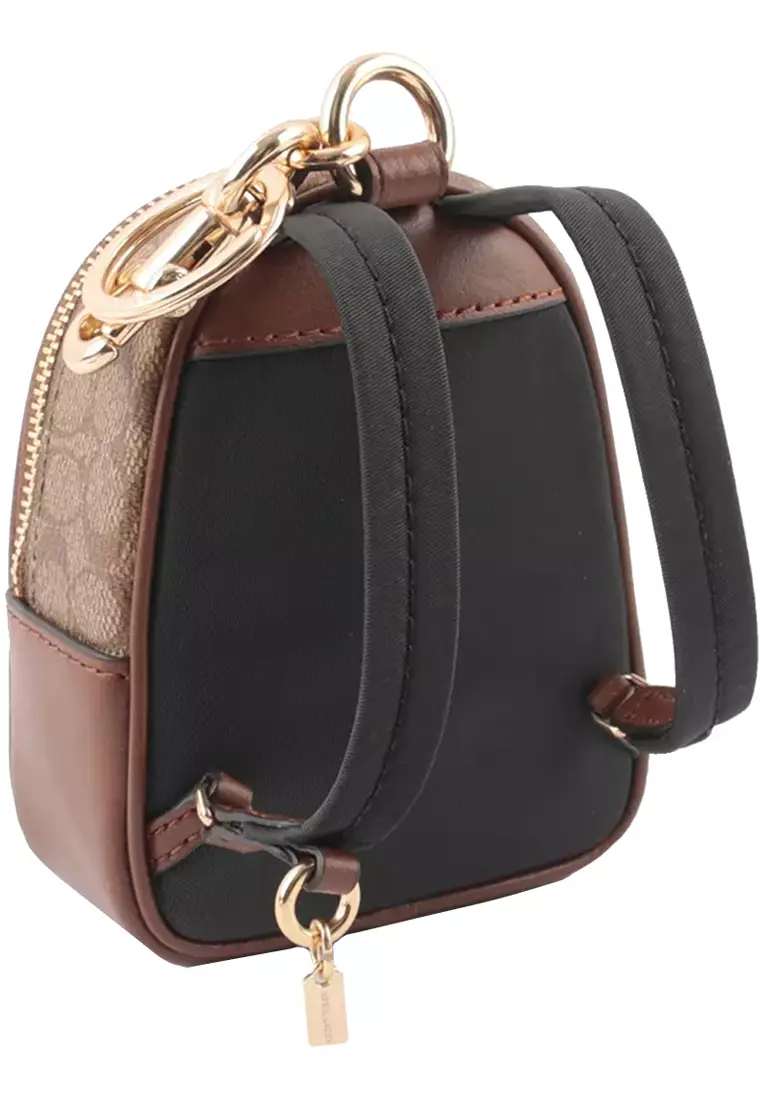 Coach Coach Mini Court Backpack Bag Charm In Signature Canvas in Khaki