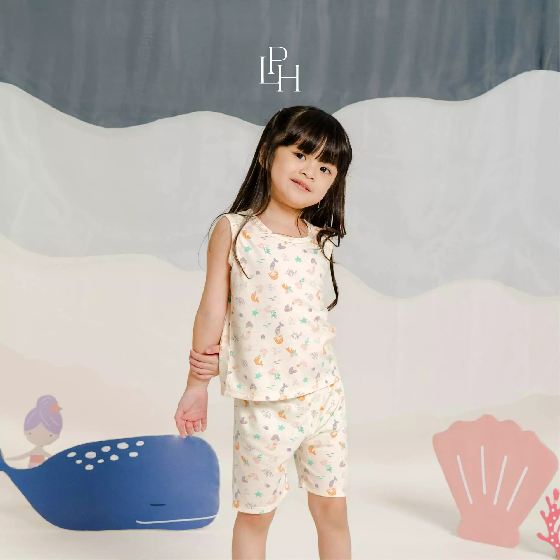 Little Palmerhaus - Little Wear Kids Sleeveless Set 39.0 (Setelan Anak Lengan Kutung / Buntung 1-5 Tahun) Crab