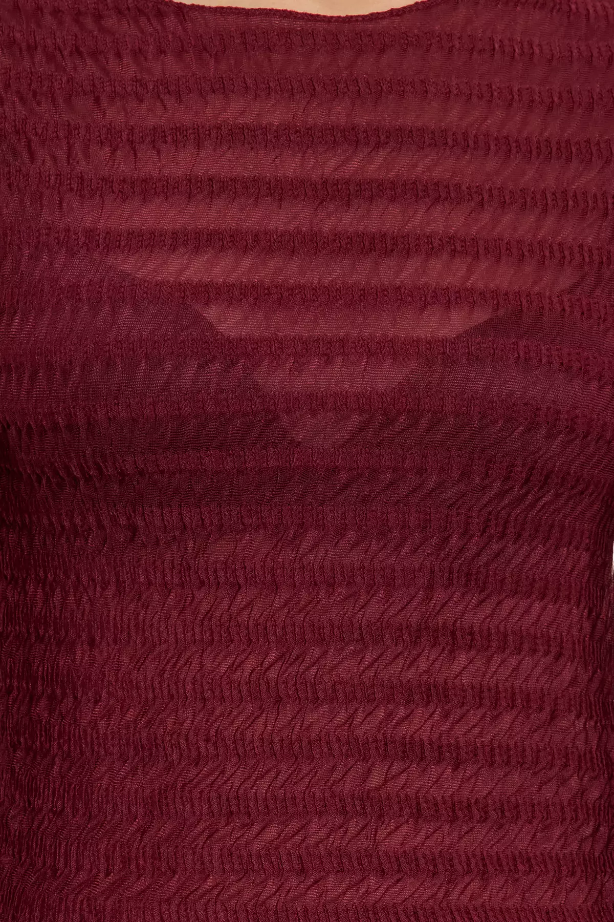 Burgundy Straight Long Slim Blouse