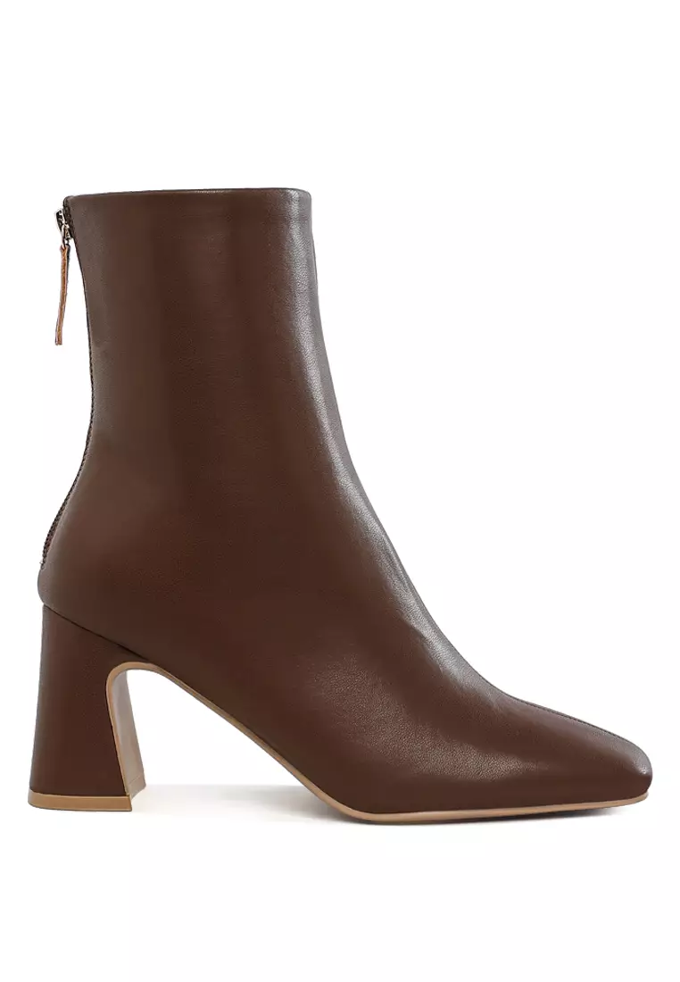 Discount on London Rag  shoes - SKU: Faux Leather Square Toe Ankle Boots in Brown