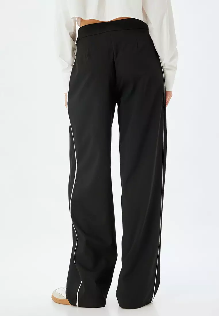 Black Button Wde Leg Trousers | Pantalones De Moda Mujer, Pantalones