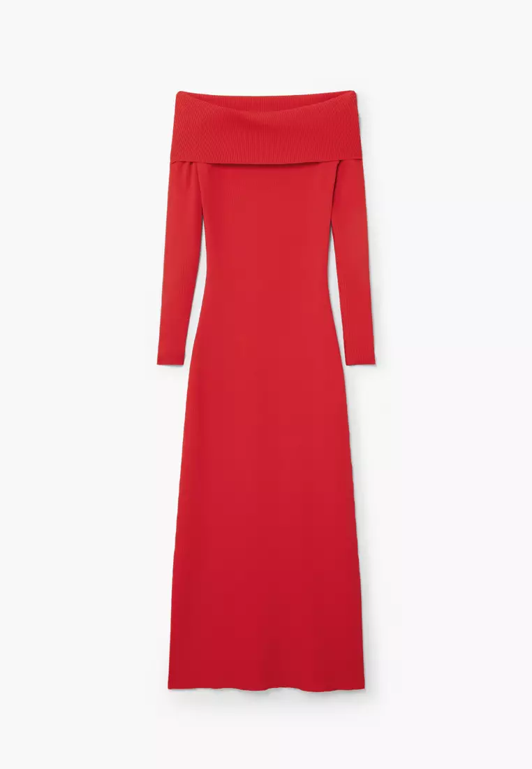 Desigual Woman Bardot neckline dress.