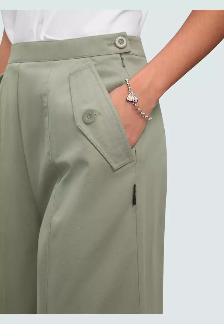 Women's Grey Cotton Wide Leg Pants