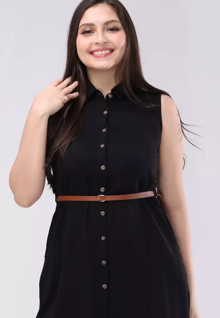 Single Twill Woven Sleeveless Dress