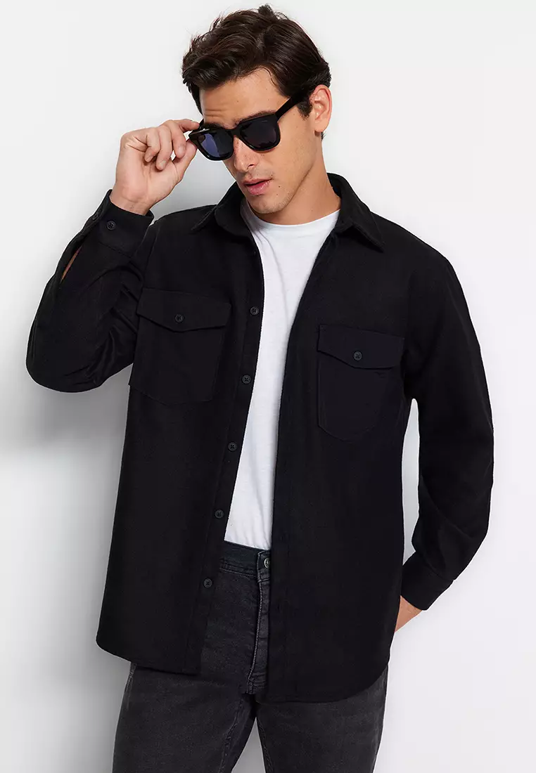 Mens hot sale black overshirt
