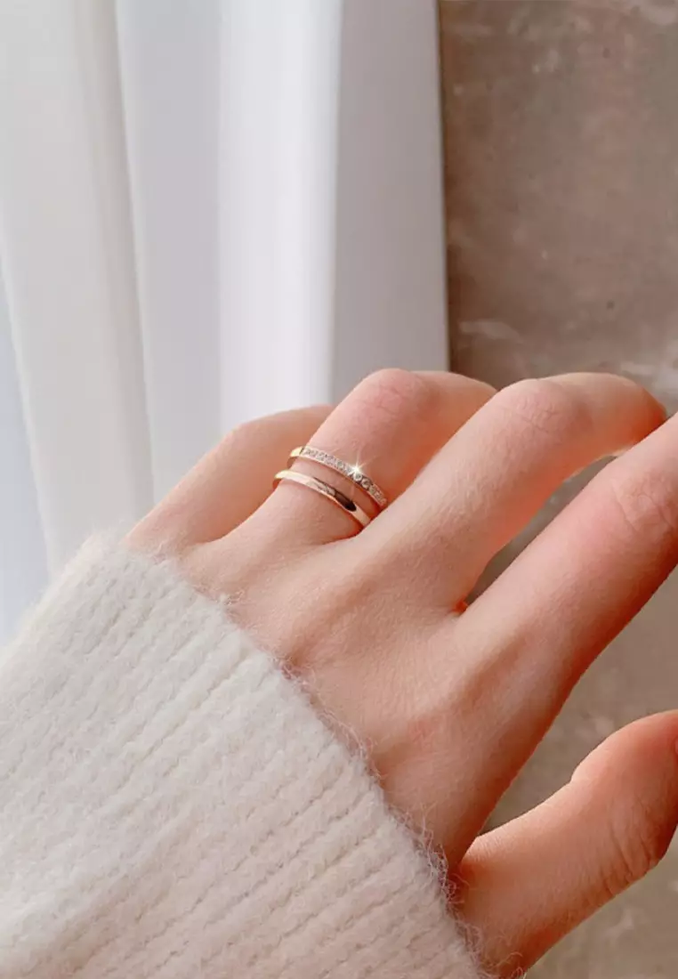 Lottie Double Band Ring in Rose Gold