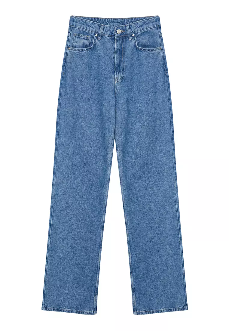 Blue High Waist Wide Leg Jeans