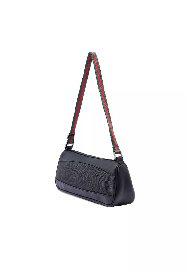 Pre-Loved Gucci Denim Web Shoulder Bag