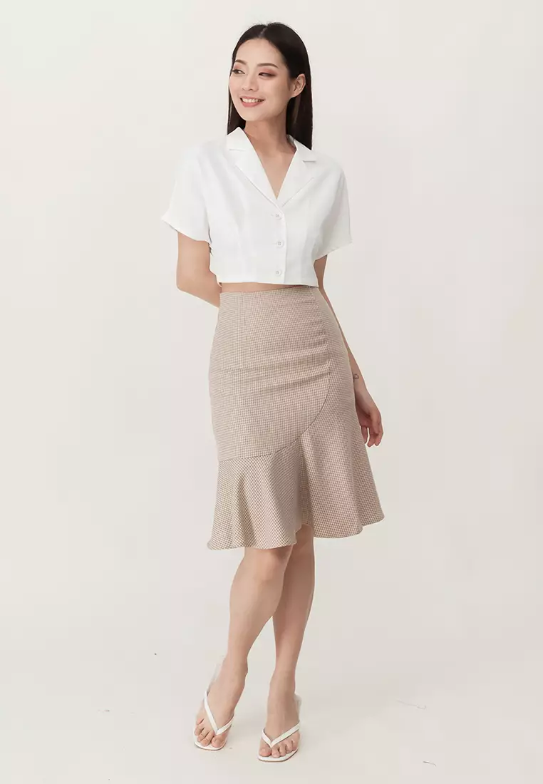 Plain brown pencil clearance skirt