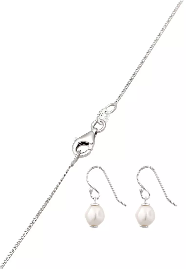Set Perhiasan Perak 925 Wanita Synthetic Pearl Embellished with Crystal by Swarovski®