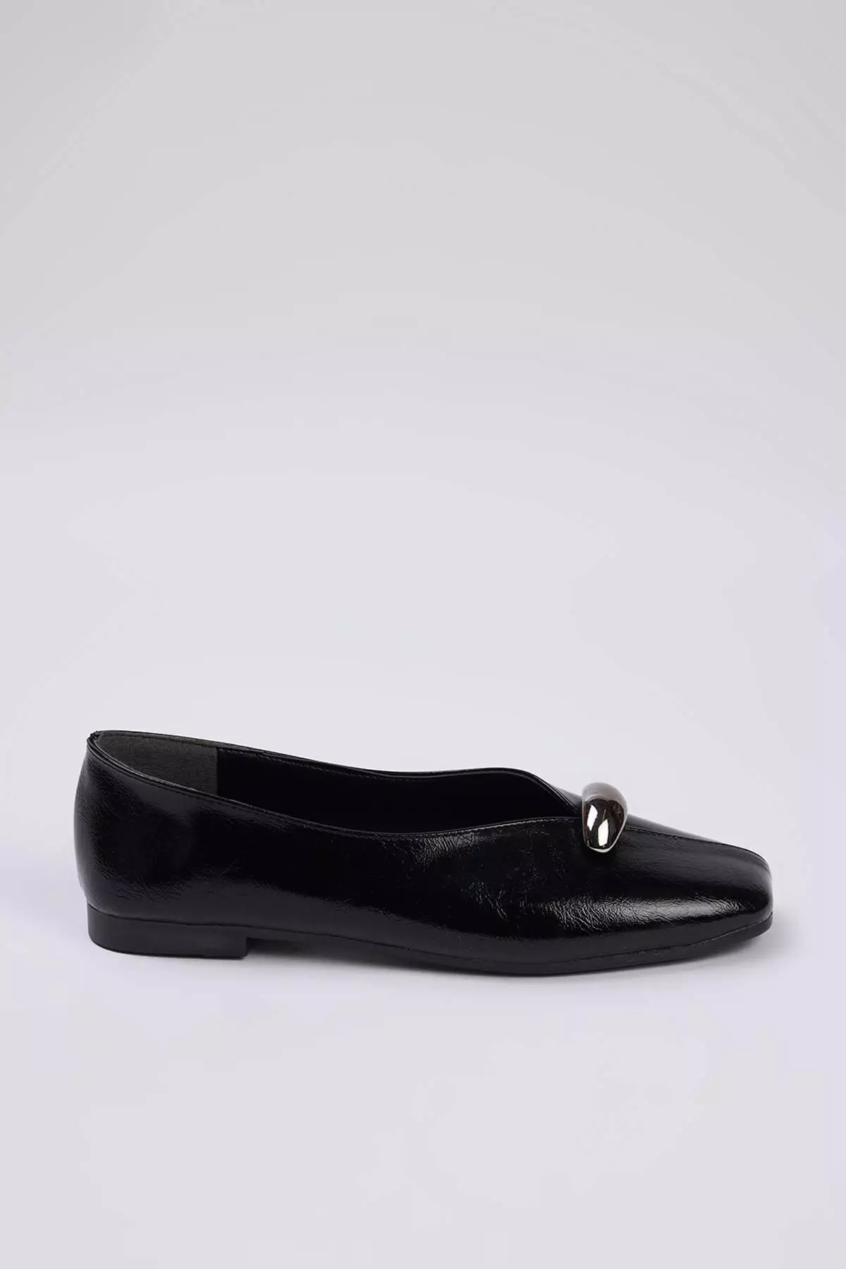 Black Accessory Detailed Square Toe Women's Ballerinas Takaw26Be00007