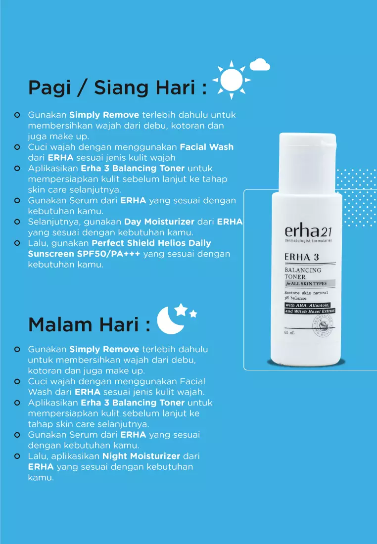 Erha 3 Balancing Toner With Aha, Allantoin & Witch Hazel Extract 60Ml - Toner Wajah