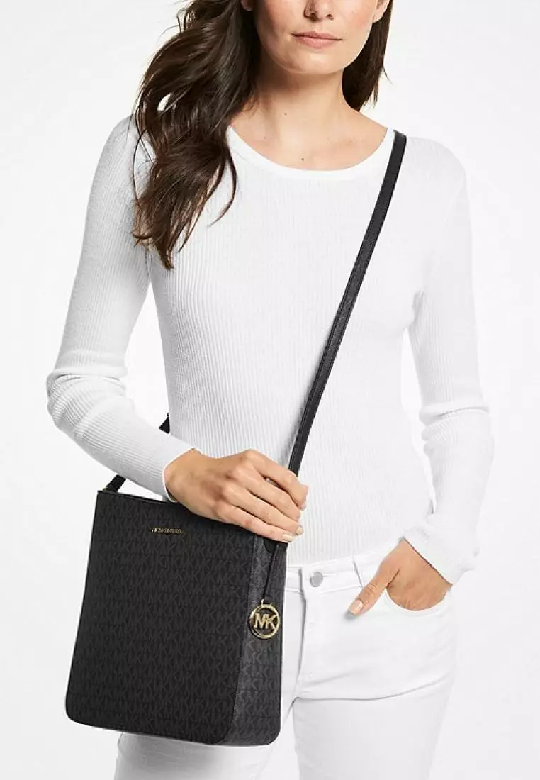 Michael Kors Jet Set Travel Large Logo Messenger Bag Black