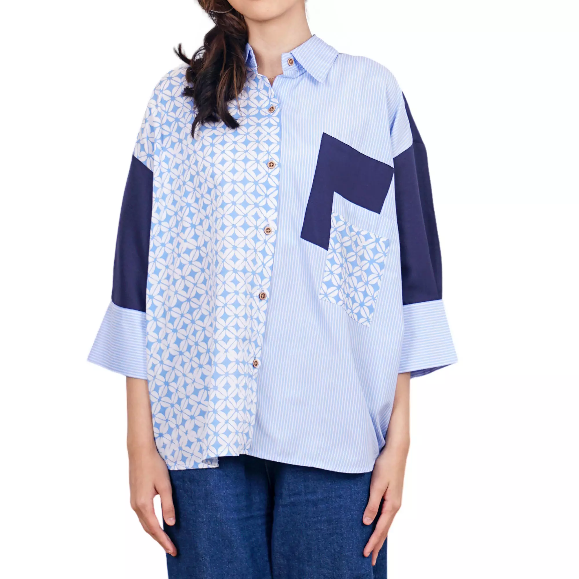 Kemeja Batik Wanita - Atasan Batik - Bhatara Batik Emira - Baju Batik Modern Lengan Panjang