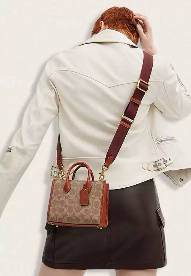 Coach Ace Tote Bag 17 In Signature Canvas Tan Rust