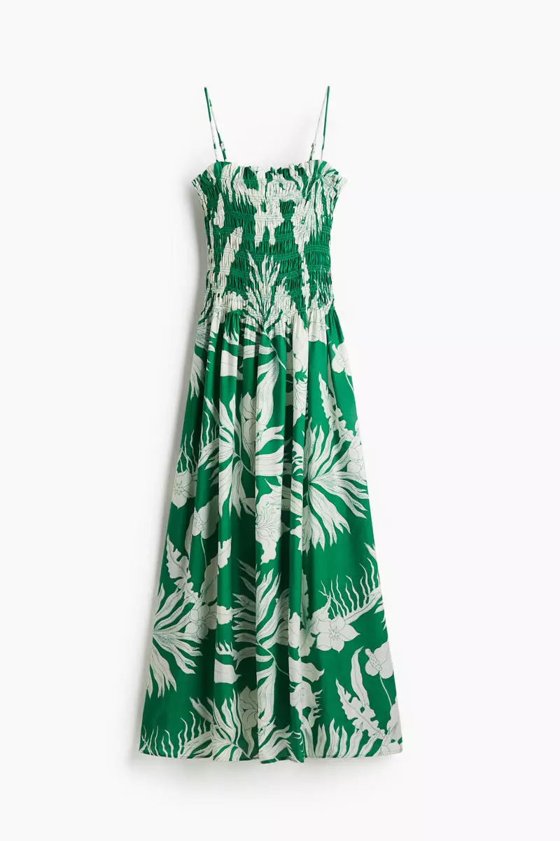 Smocked-bodice strappy dress