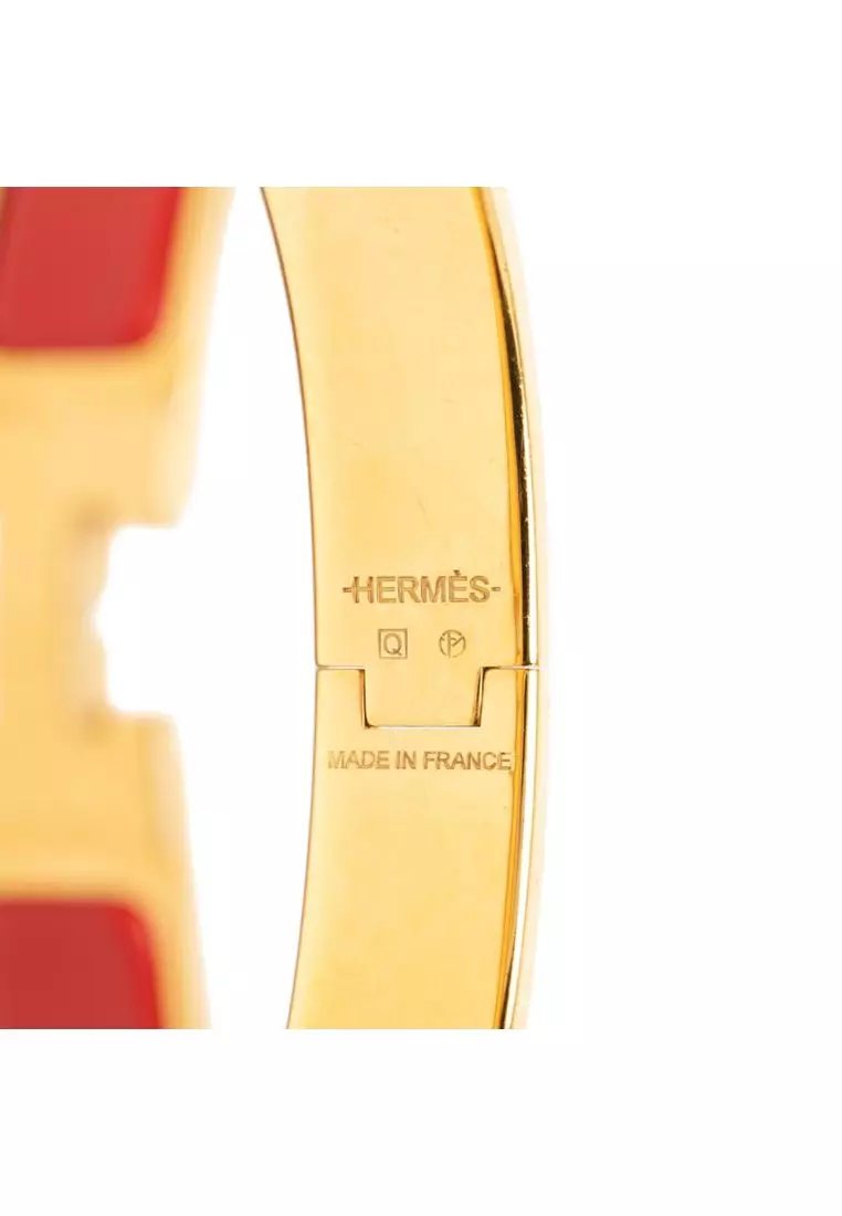 Pre-Loved Hermès Narrow Enamel Clic H Bracelet Pm