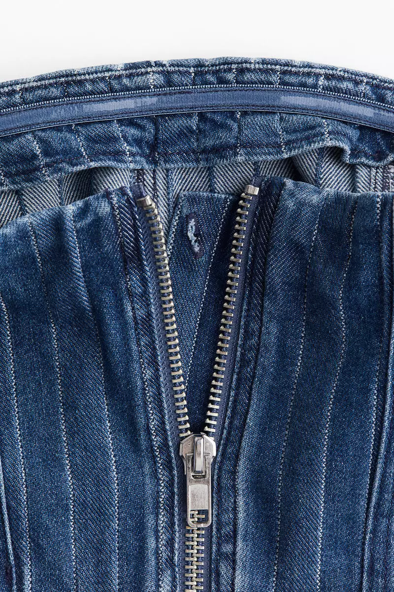 Cropped denim bandeau top