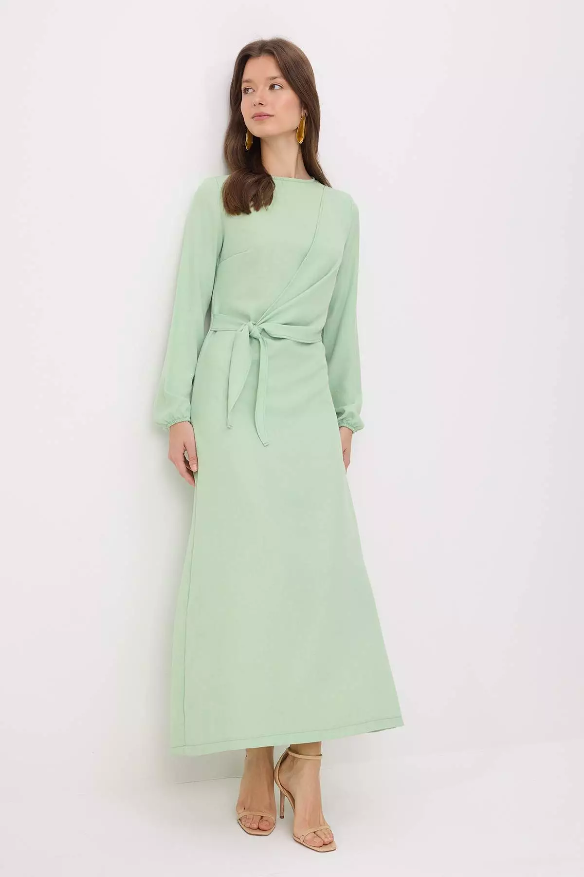Mint Linen Look Woven Dress Tctss25Eb00129