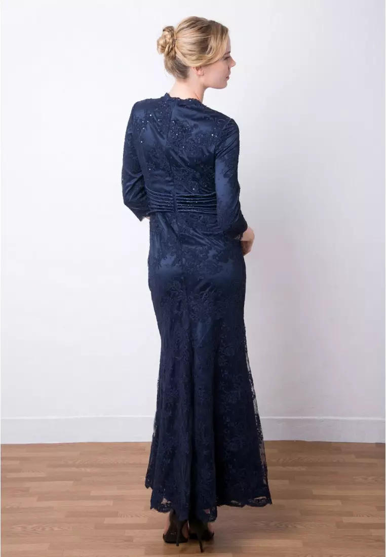 Charming Three quarter Sleeves Lace Evening Gown