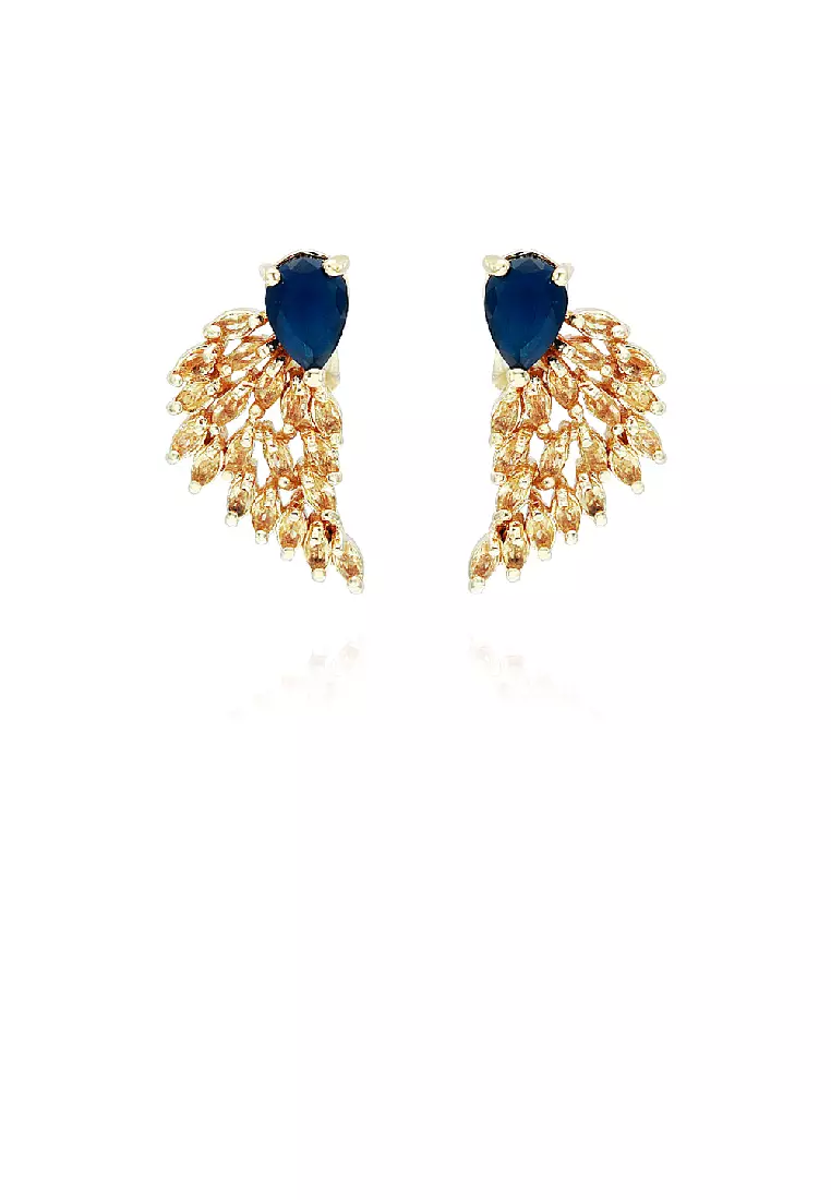 Buy Glamorousky Fashion Temperament Plated Gold Angel Wing Stud