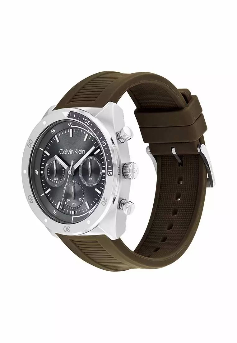 Buy Calvin Klein CK Flex Men's Watch Green Silicone Strap - Grey Dial ...