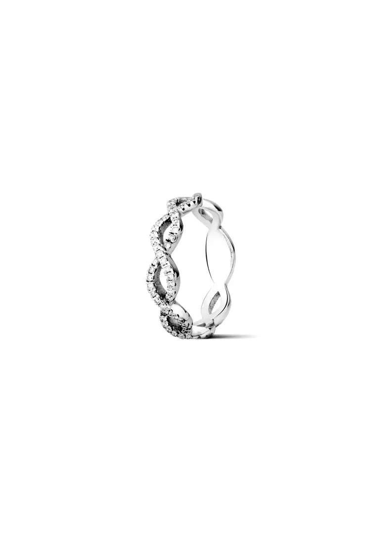 Lab Grown Diamond Twist Infinity Band in 18K White Gold