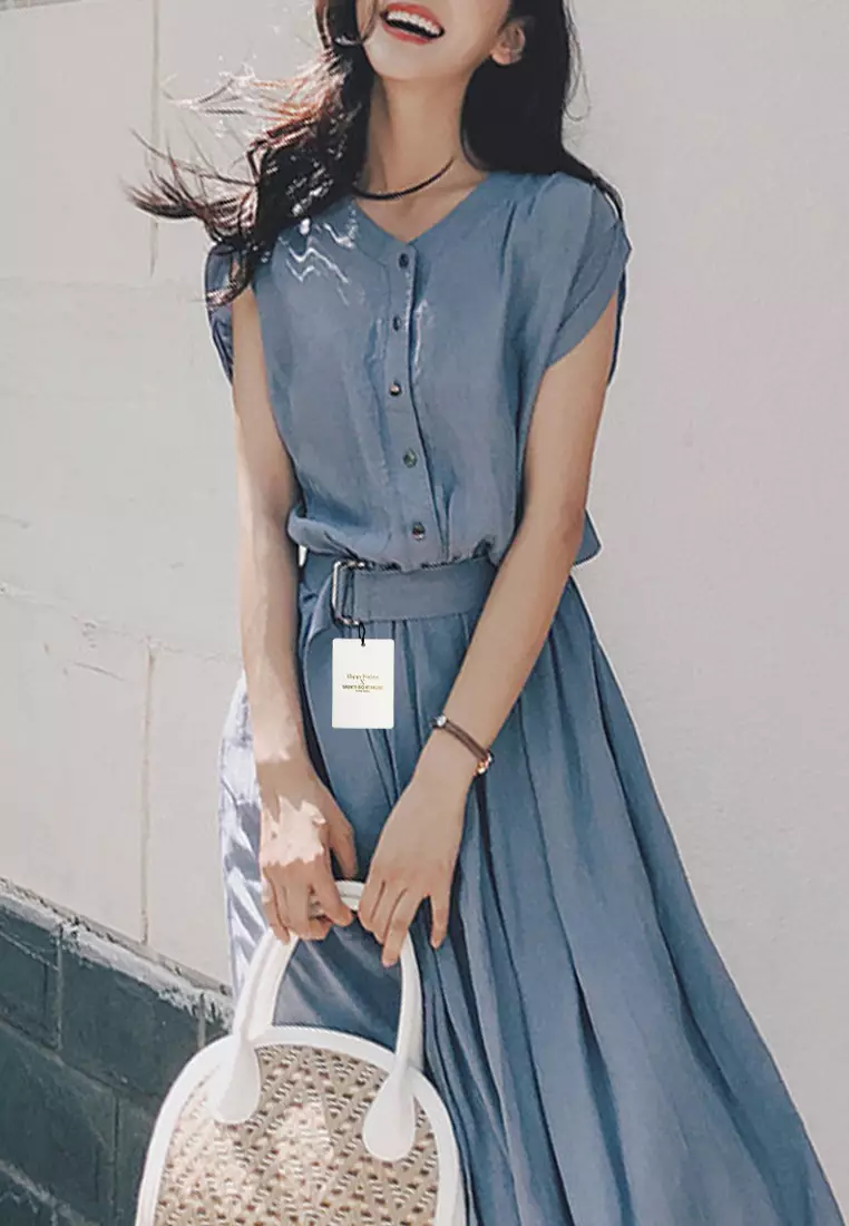 Pure Color Chiffon Dress XHG-Z3192