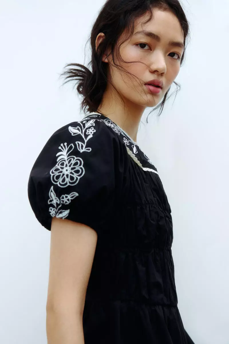 Buy H&M Embroidered poplin dress 2026 Online | ZALORA