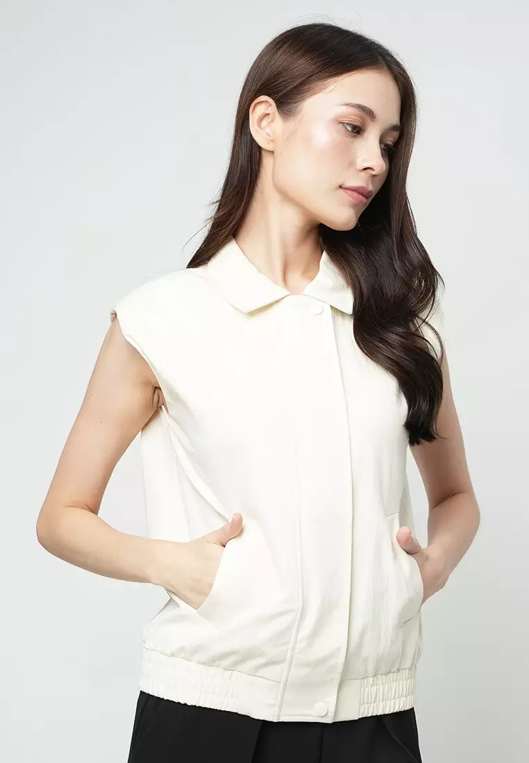 Leila Sleeveless Collared Top
