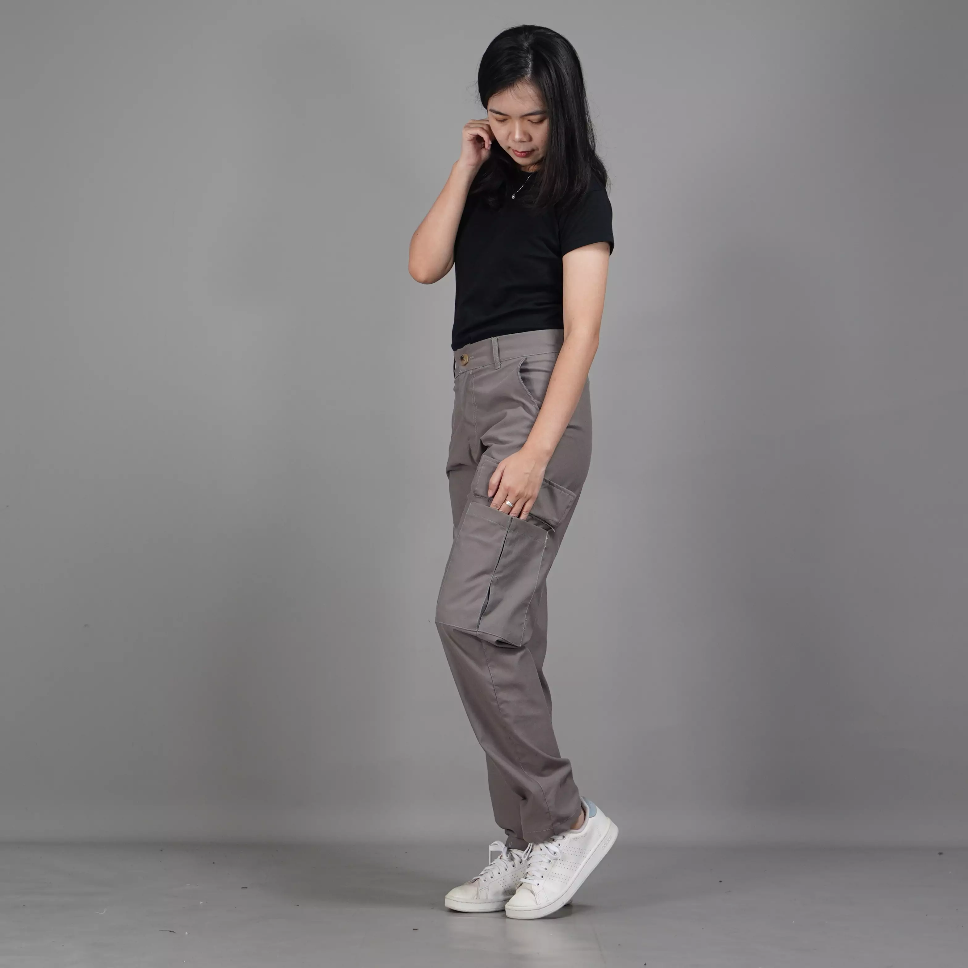  RAYSA Celana Cargo Wanita Cargo Pants Wanita - ABU MUDA