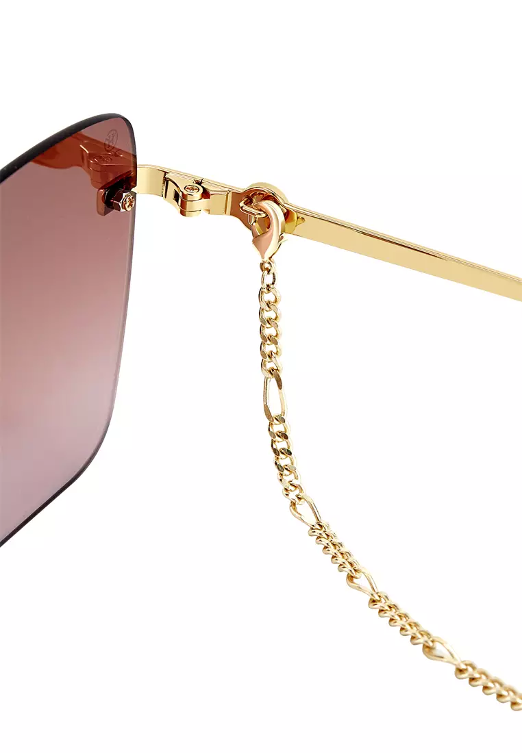 Passang Unisex Fashion Square Frame Sunglasses Rimless Frame - Brown