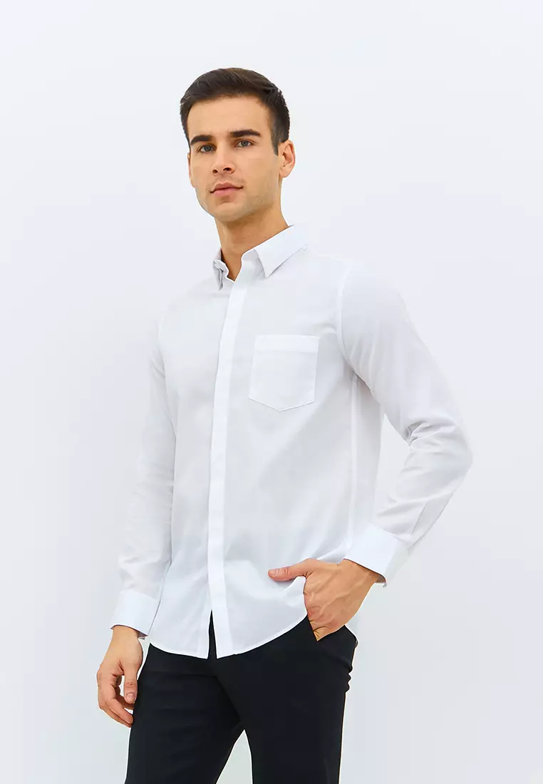 Jobb Keesey Kemeja Pria Lengan Panjang Slim Fit Putih