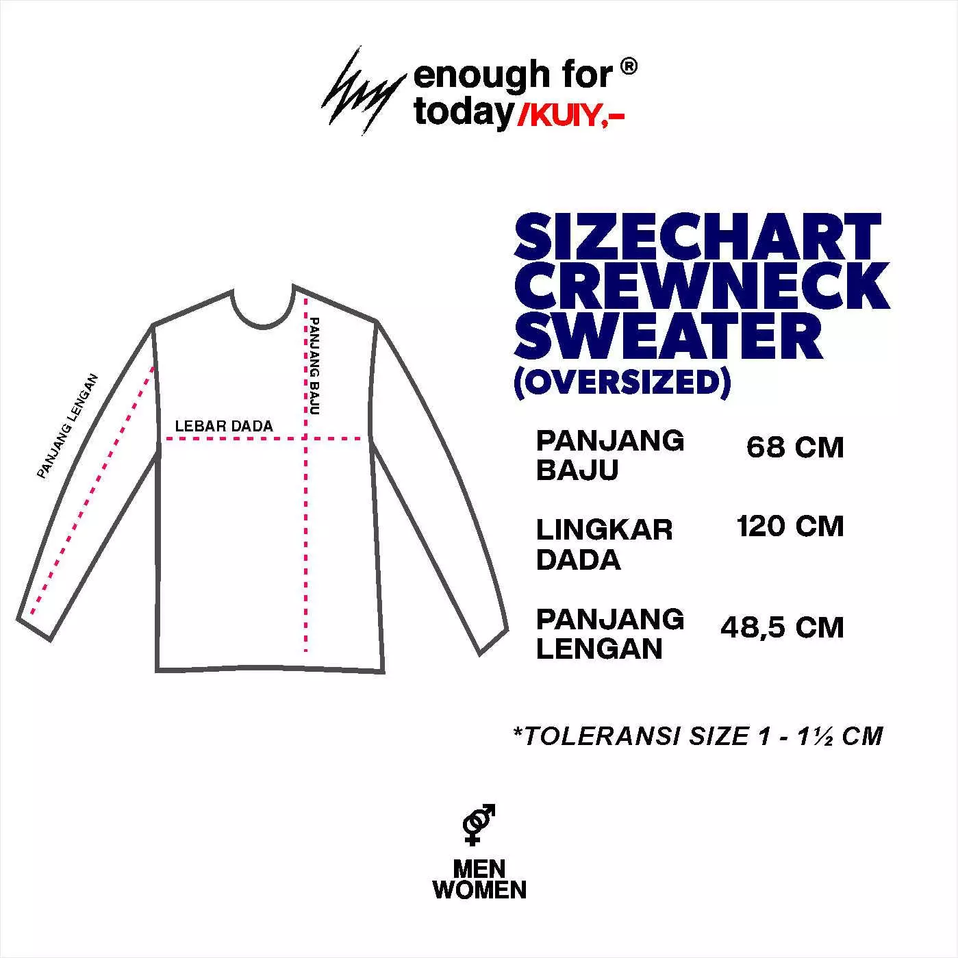 Enough For Today Sweater Oversize Oblong Wanita Big Size Jumbo Crewneck Putih Boxy Never Fuschia