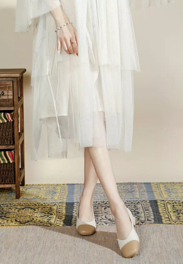 3CM Color Matching Leather Pumps TE52061-6