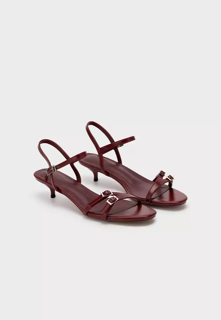 EMBELLISHED STRAP KITTEN HEEL SANDAL