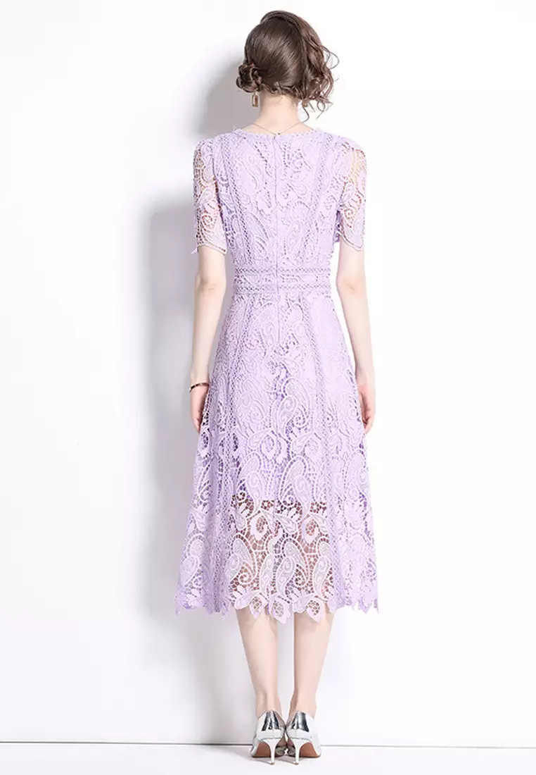 Elegant French Lace Tea Dress ZHY8579