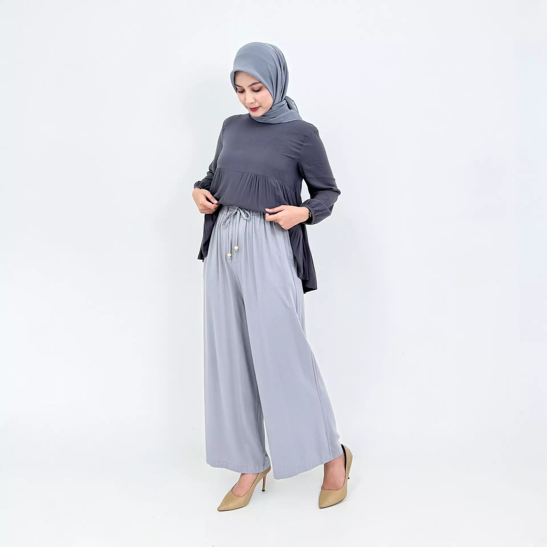 Setelan Blouse Nanda [ABU-ABU]