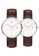YOUNIQ white and silver and brown YOUNIQ Couple Set Pinot White Dial Silver Quartz Sapphire Crystal Genuine Leather Watch C633FAC7F2AF28GS_1