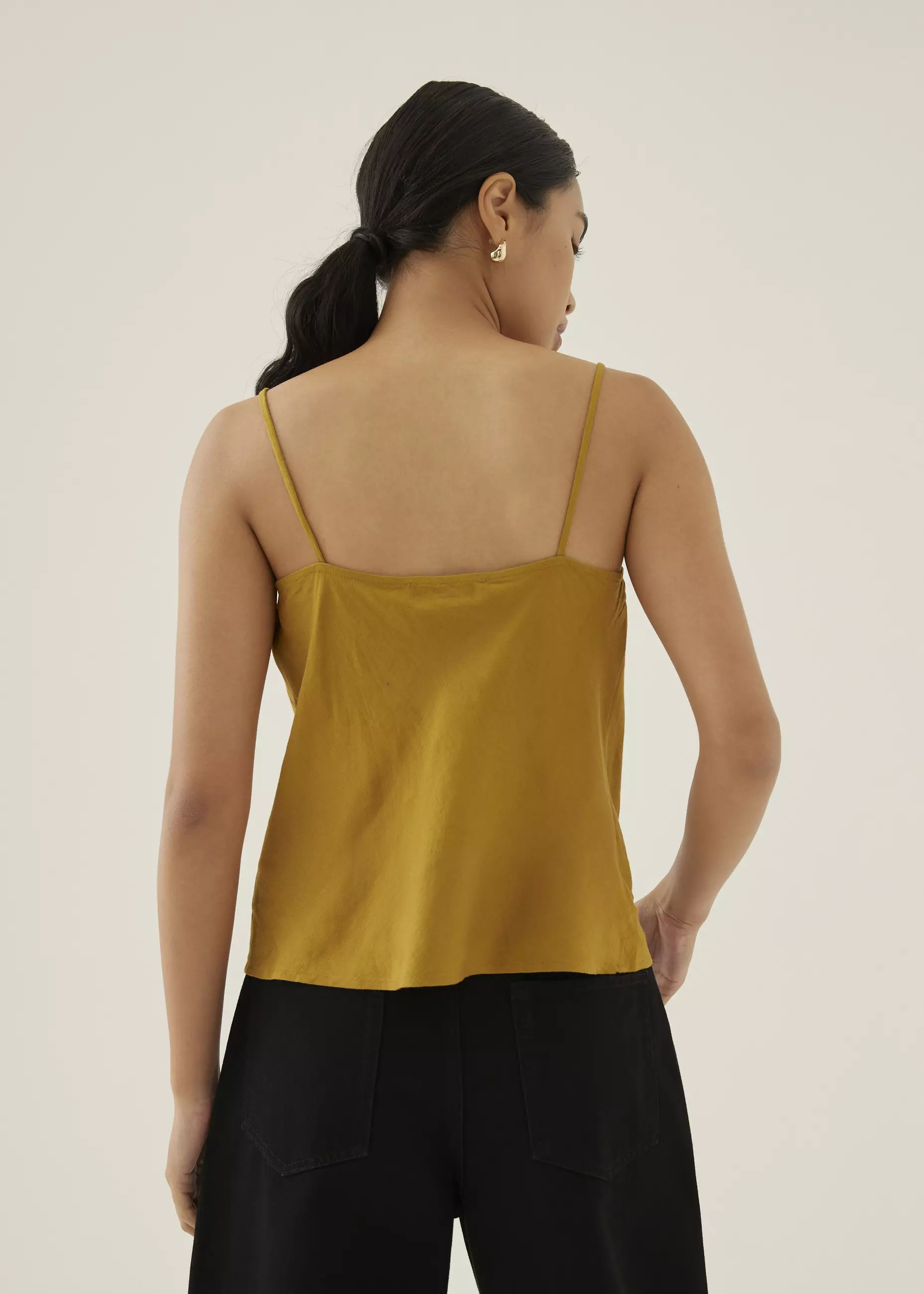 Atasan Wanita - Vita Linen Cowl Neck Camisole Top