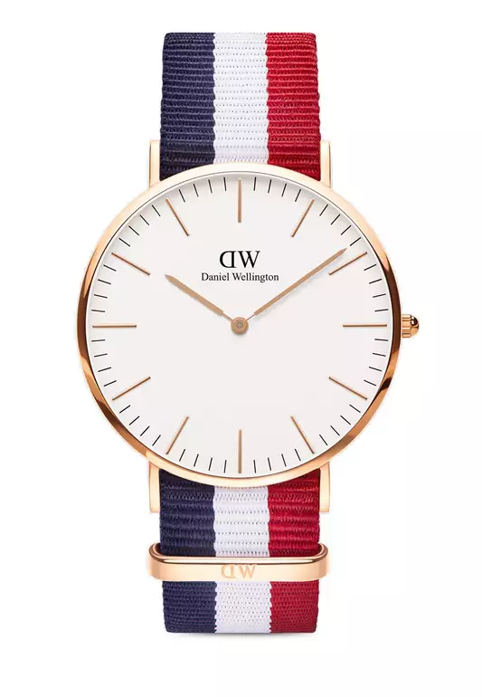 Classic Cambridge 40mm Watch White dial  Nato strap Rose gold Men's watch Male watch Watch for man DW