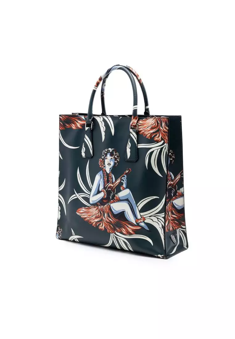 Pre-Loved Prada Saffiano Hawaiian Print Tote