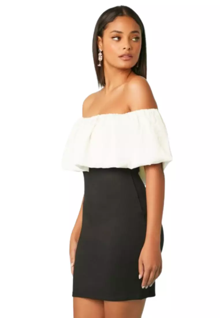 Colorblock Off the Shoulder Dress
