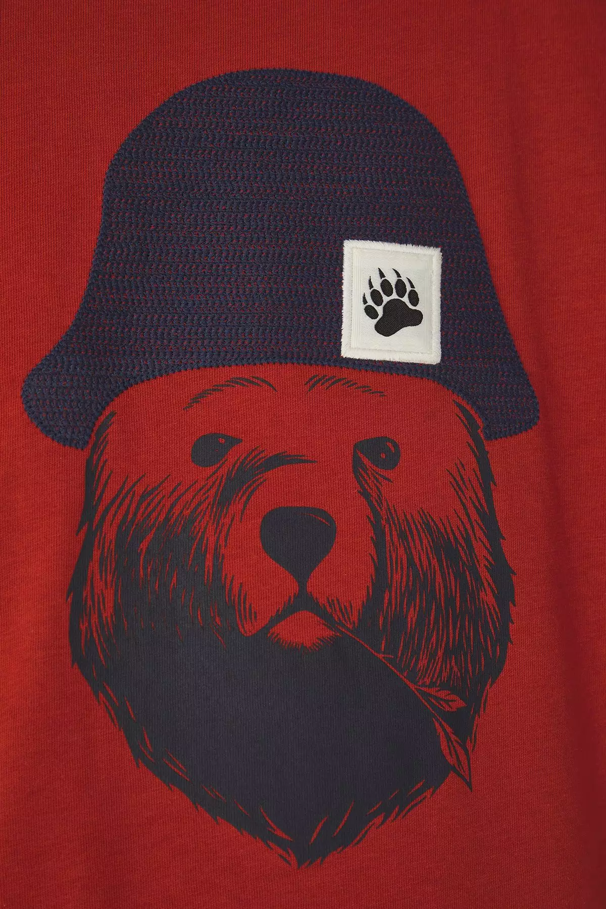 Brick Oversize/Wide Cut Applique Hat Detail 100% Cotton Short Sleeve T-Shirt TMNSS25TS00016