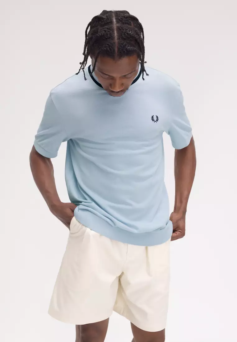 Fred Perry M7 Crew Neck Pique T-Shirt (Light Smoke)