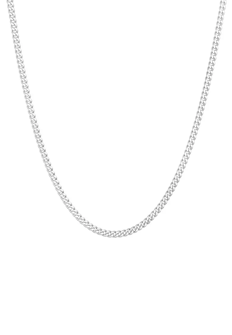 EXCLUSIVE Kalung Perhiasan Perak 925 Pria Curb Chain Basic Trend