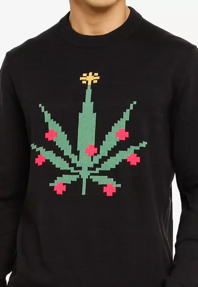 Xmas Cannabis Leaf Jumper