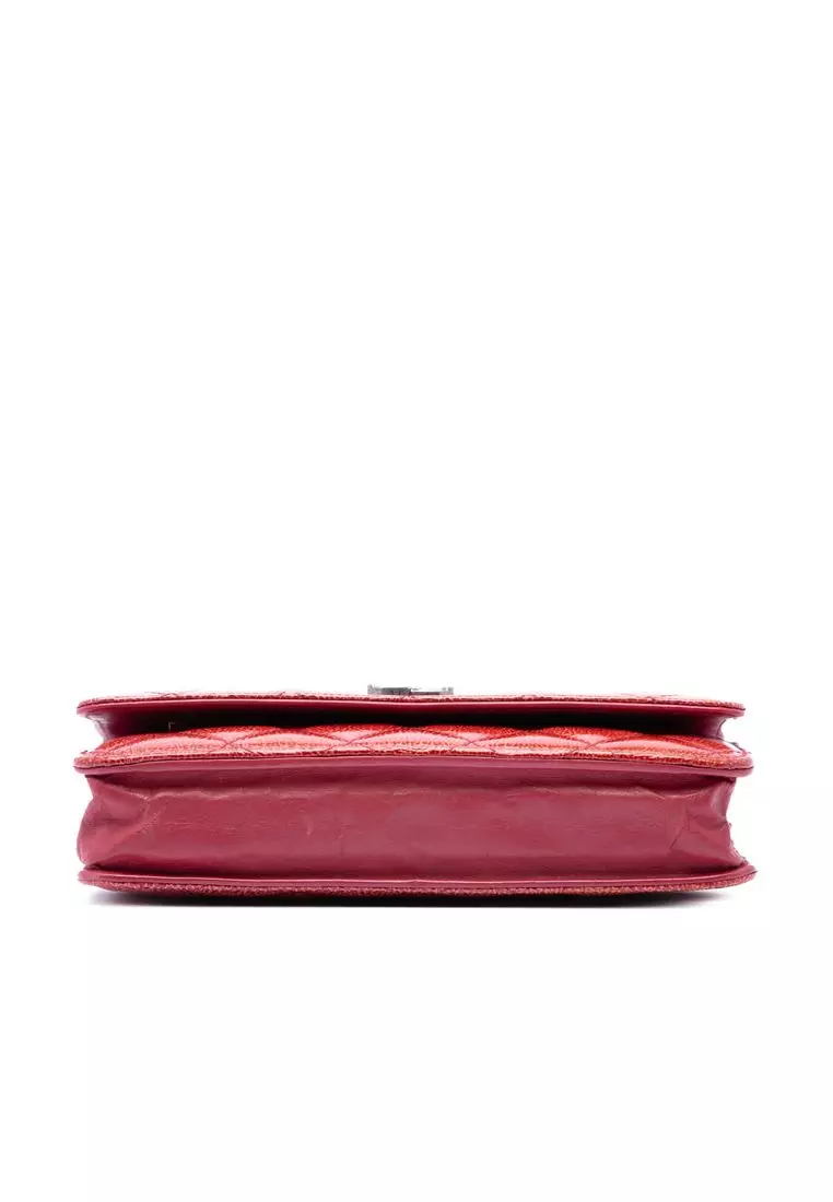 Pre-Loved Chanel Paris Dallas Cc Quilted Patent Goatskin Wallet On Chain