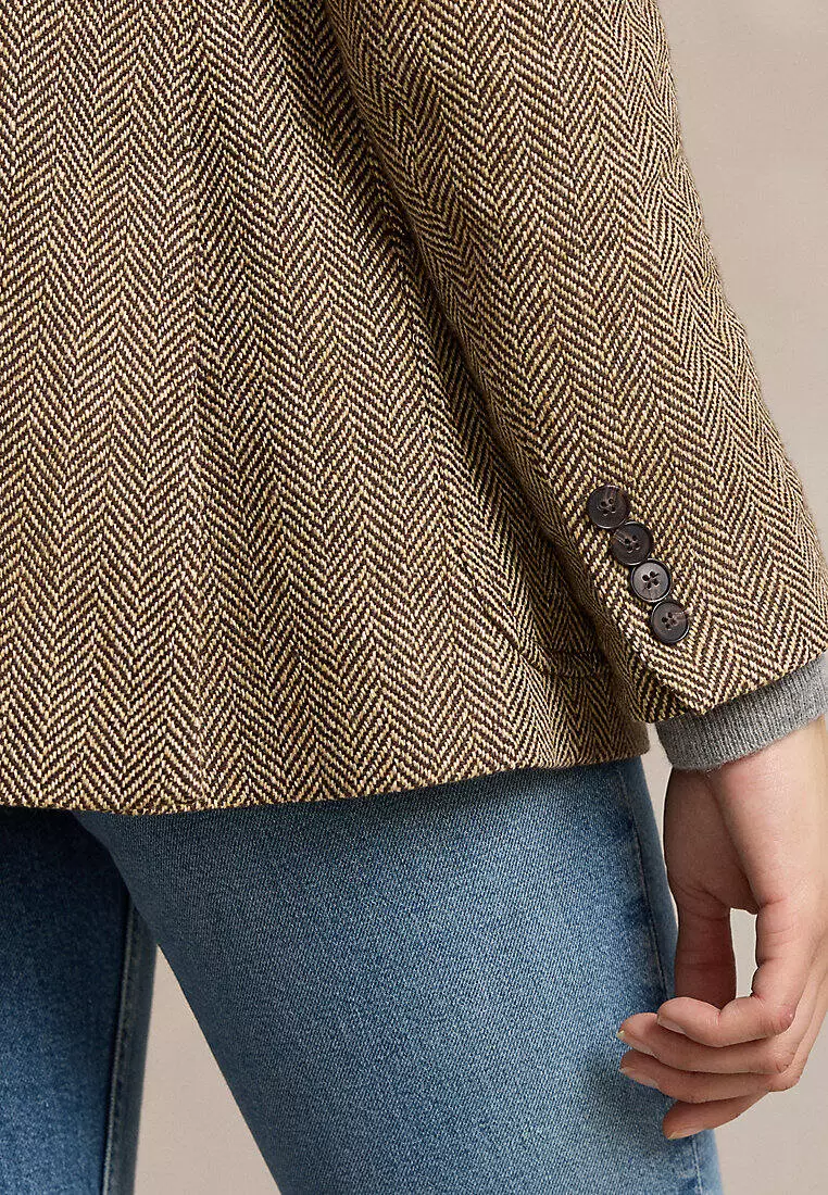 Herringbone Linen-Blend Blazer