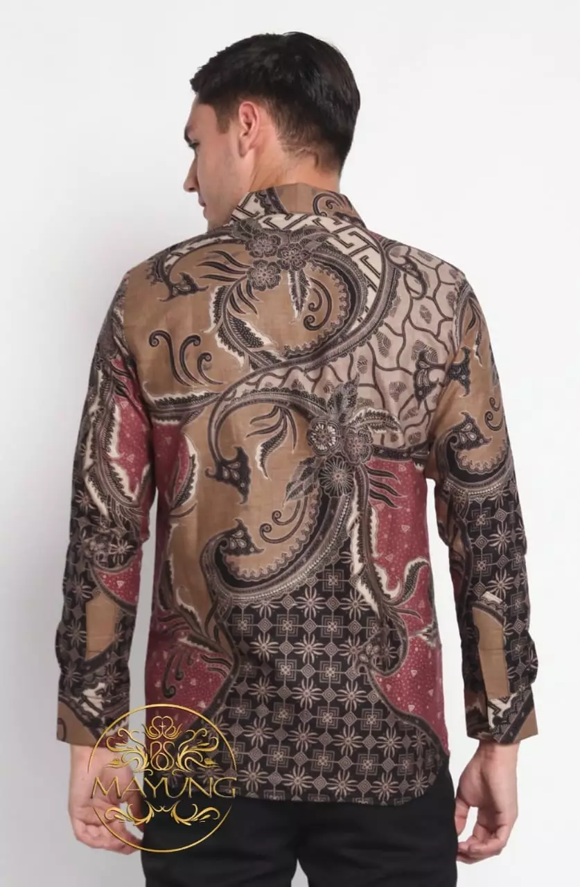 Wisana Ungu Kemeja Batik Pria Premium Slimfit Modern Lengan Panjang